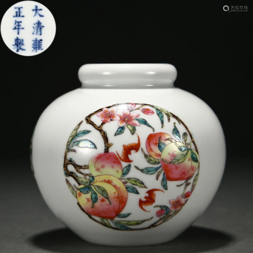 A Chinese Famille Rose Peaches Jar Qing Dyn.
