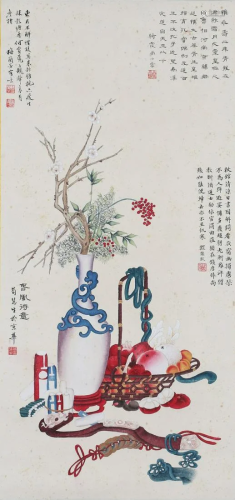 A Chinese Scroll Painting Signed Mei Lanfang