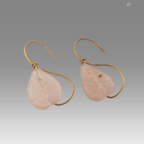 Ancient Roman Large Gold Pair of Earrings with Glass c.1st c...