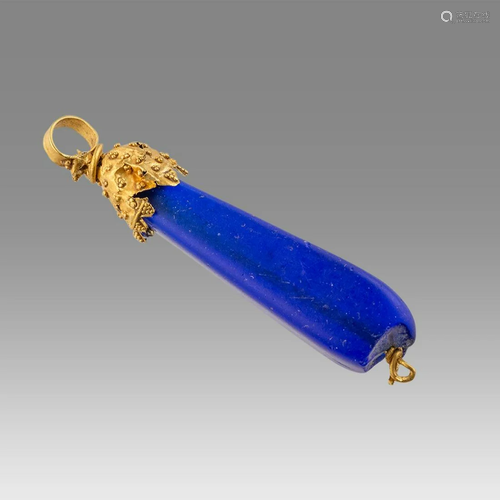 Ancient Roman Gold Pendant with Blue Glass c.2nd-4th century...