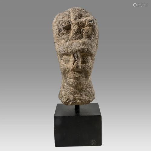 Byzantine Basalt stone Head with Cross.