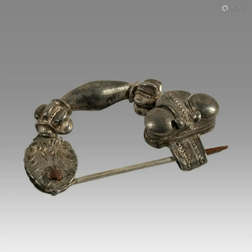 Greek Silver Fibula Brooch.