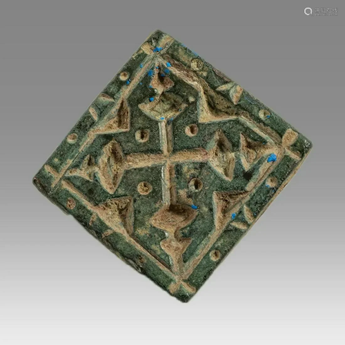 Ancient Byzantine Bronze Seal With Cross c.6th-8th century A...