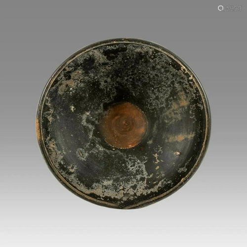 Ancient Apulian Black glazed Pottery Plate c.350 BC.