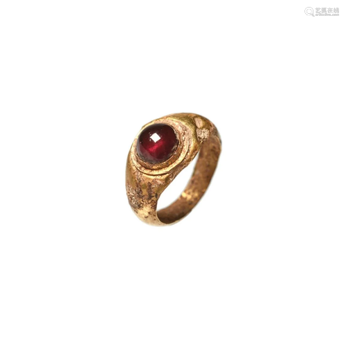 Ancient Roman Red Garnet & Gold Finger Ring Ca. 1st-2nd ...