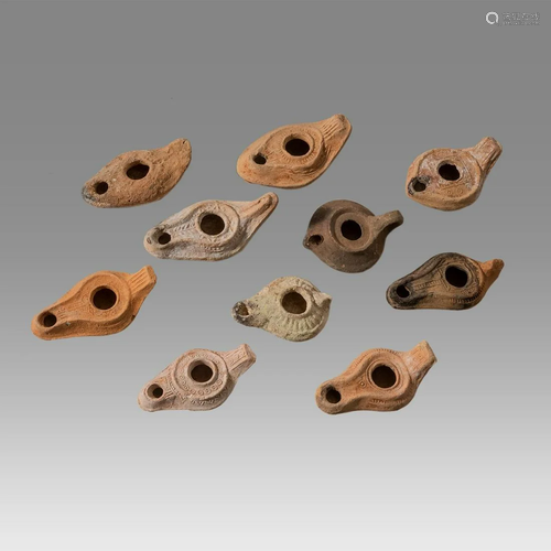 Lot of 10 Ancient Roman, Byzantine Terracotta Oil Lamps c.1s...