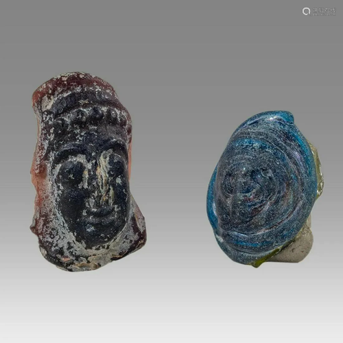 Ancient Roman Byzantine Glass head Applique c.4th-6th cent A...