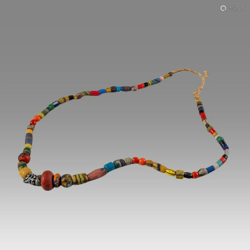 Ancient Islamic Mosaic Glass Bead Necklace c.8th century AD.