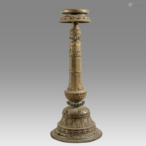 19th century Indian Brass Candlestick.