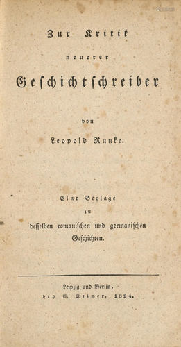 Ranke, Leopold von Zur Kritik neuerer Geschichtsschreiber. E...