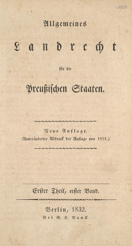 Allgemeines Landrecht für die Preußischen Staaten. Bde. 1-4 ...