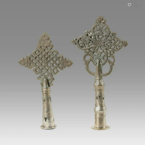 Lot of 2 Coptic Processional Cross Ethiopian c.20th century.