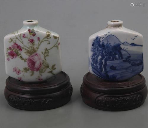 GROUP OF FAMILLE ROSE PORCELAIN SNUFF BOTTLE