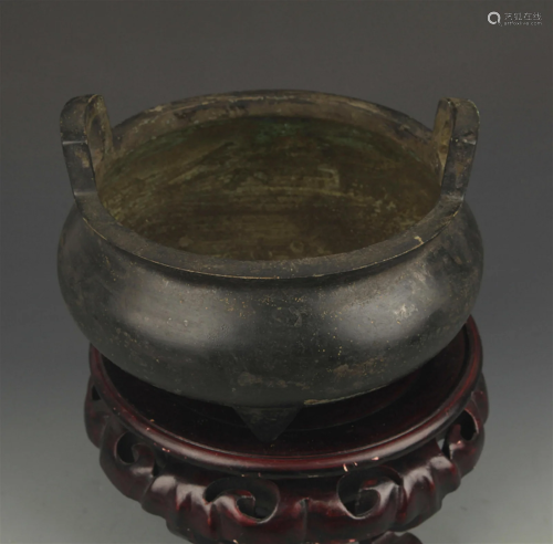 RARE BRONZE DOUBLE EAR TREE BOOT BRONZE CENSER