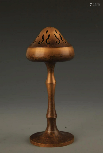TALL BAMBOO STYLE BRONZE INCENSE BURNER