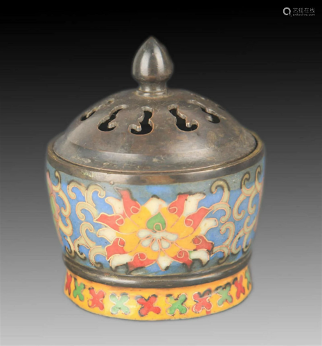 A BRONZE FLOWER PATTERN INCENSE BURNER