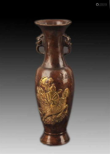 A FINE KIRIN PATTERN BRONZE VASE