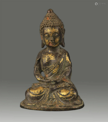 A BRONZE AMITABHA STATUE