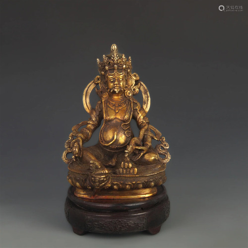 A TIBETAN BUDDHISM BRONZE JAMBHALA FIGURE