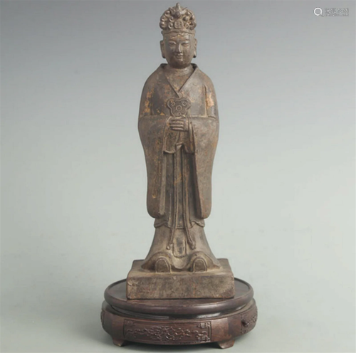 A FINE TALL "TIAN YUAN SHENG MU" BRONZE FIGURE