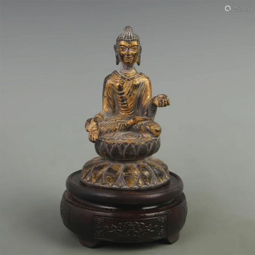 RARE GILT BRONZE GAUTAMA BUDDHA STATUE