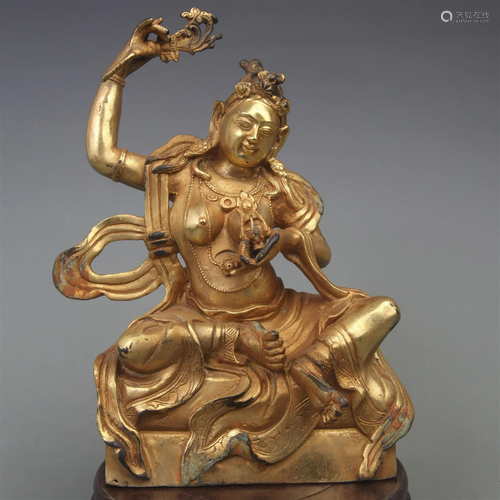 A FINE BRONZE STATUE IN FIGURE OF MANJUSRI BUDDHA