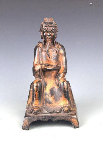 A FINE BRONZE GOD OF WEALTH STATUE