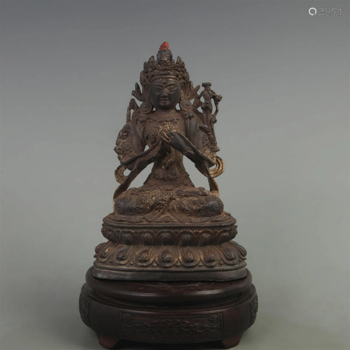 RARE BRONZE STATUE IN FIGURE OF MANJUSRI BUDDHA