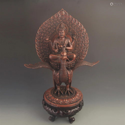 RARE FINE BRONZE TIBETAN BUDDHISM PEACOCK KING BUDDHA