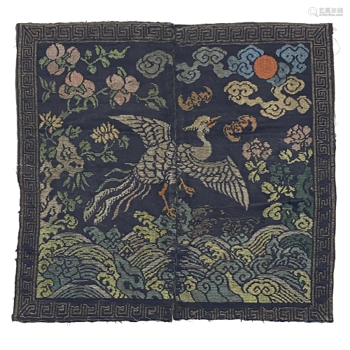 Silk Brocade Rank Badge, Qianlong Period