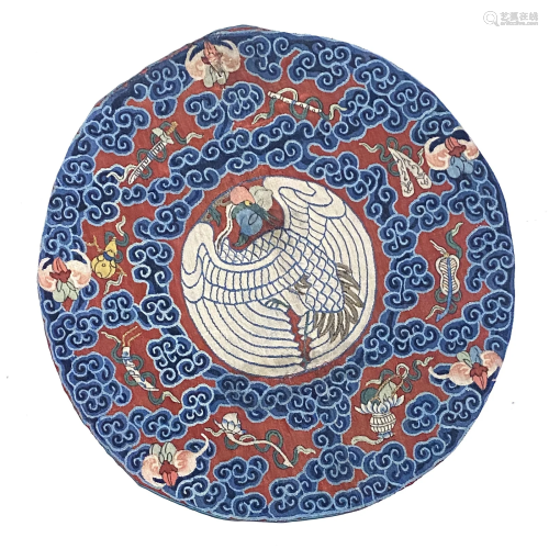 Kesi 'Crane' Silk Roundel, Guangxu Period