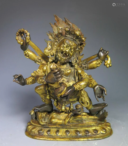 Gilt Bronze Figure Of Mahakala