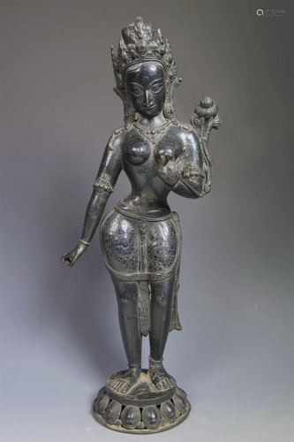 Sino-Tibetan Finely Cast Bronze Figure Of A Tara