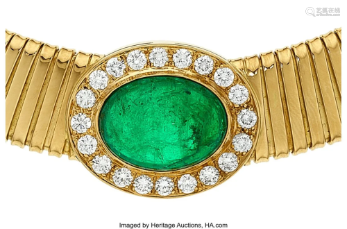 55014: Weingrill Emerald, Diamond, Gold Necklace Ston