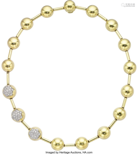 55022: Diamond, Gold Necklace Stones: Full-cut diamon