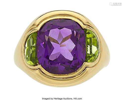 55048: Cartier Amethyst, Peridot, Gold Ring Stones: C