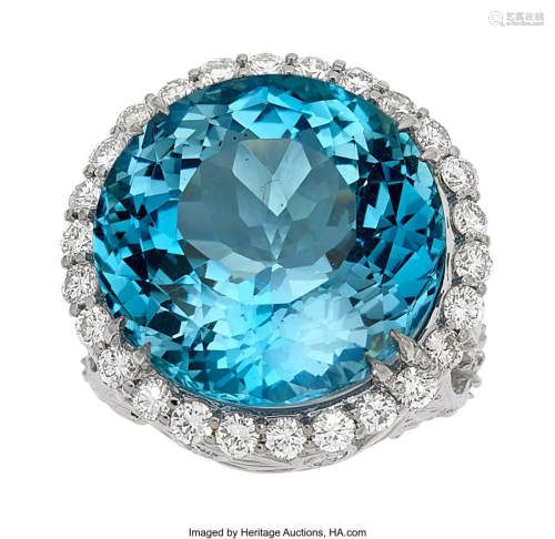 55055: Aquamarine, Diamond, White Gold Ring Stones: R