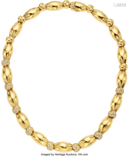 55057: Van Cleef & Arpels Diamond, Gold Necklace, Fren