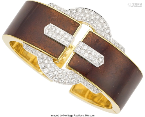 55061: David Webb Diamond, Enamel, Platinum, Gold Brac