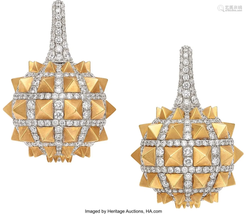 55068: Umrao Diamond, Gold Earrings Stones: Full-cut