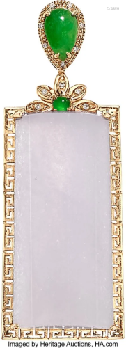 55073: Jadeite Jade, Diamond, Rose Gold Pendant Stone