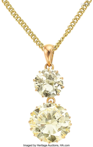 55078: Diamond, Gold Pendant-Necklace Stones: Round b