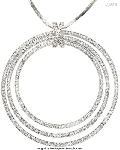 55082: Cartier Diamond, White Gold Pendant-Necklace S