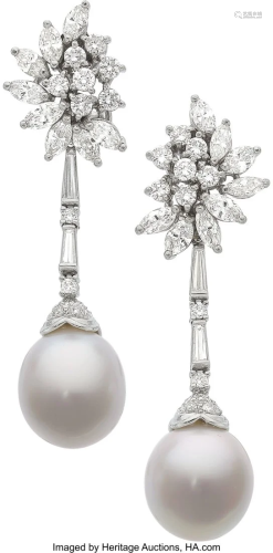 55084: South Sea Cultured Pearl, Diamond, Platinum Con