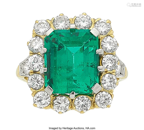 55099: Emerald, Diamond, Platinum, Gold Ring Stones:
