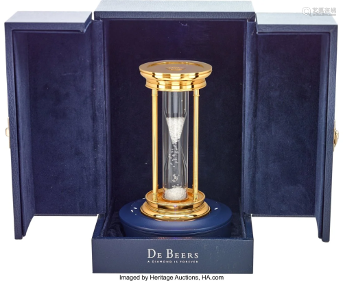55104: DeBeers Diamond, Gold Plated Brass Hourglass St