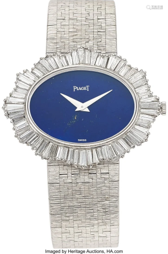 55117: Piaget Diamond, Lapis Lazuli, White Gold Watch
