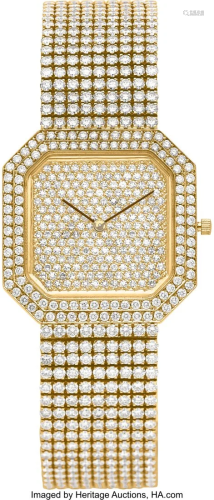 55118: Swiss Diamond, Gold Watch Case: 30 mm, octagon