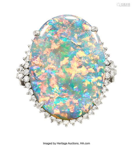 55124: Black Opal, Diamond, Platinum Ring Stones: Bla