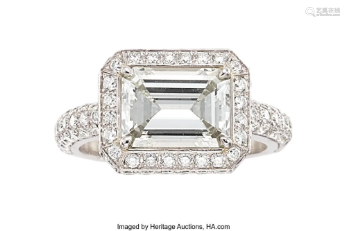 55127: Diamond, Platinum Ring Stones: Emerald-cut dia